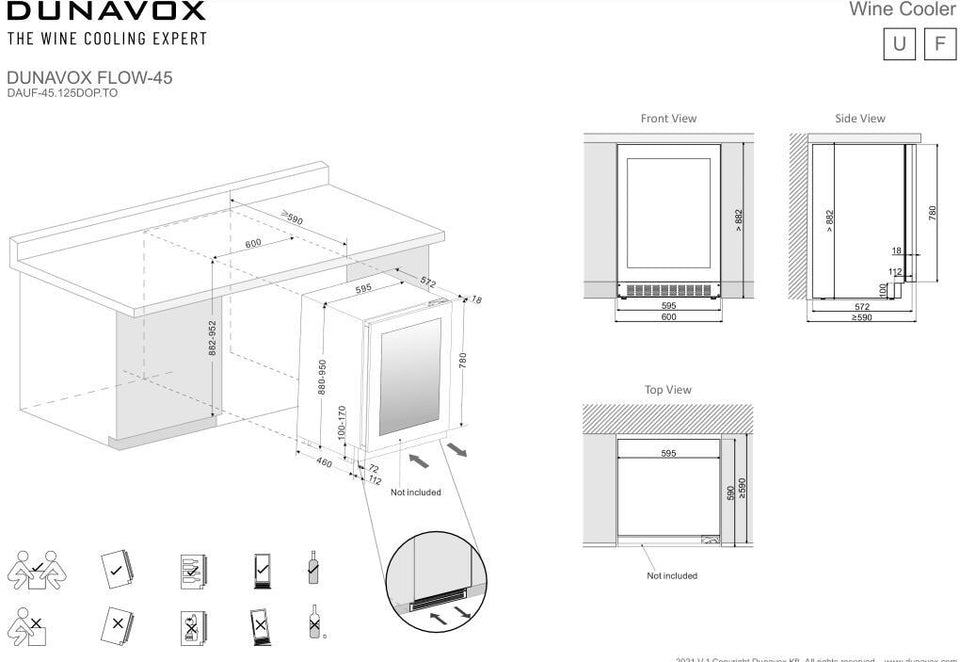 Dunavox Built In Wine Cooler DAUF-45-125DOP-TO - Technical Door